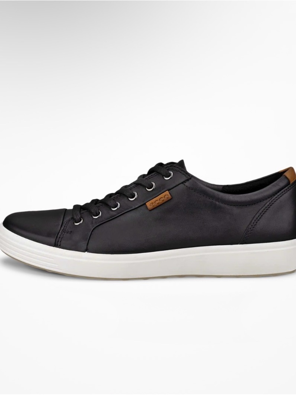 Ecco Black Leather Low-Top Sneaker with White Sole